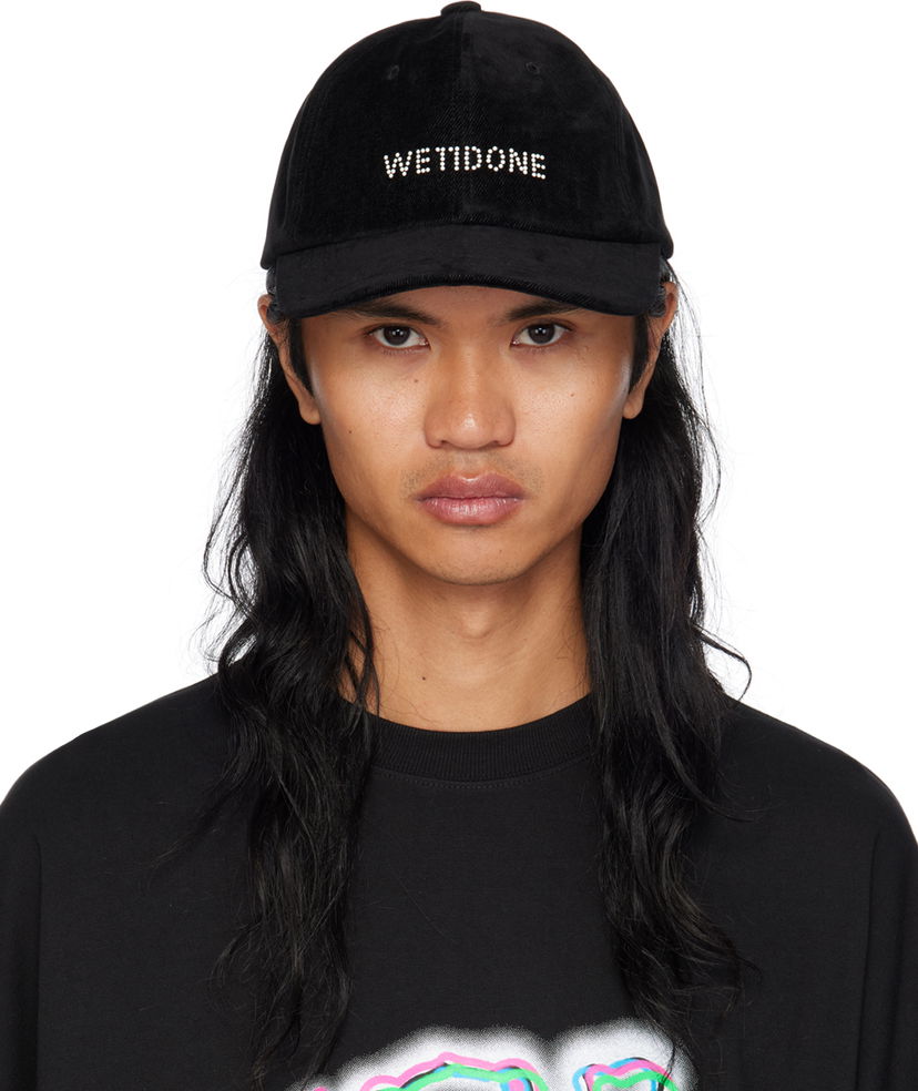 Kapa We11done Embroidered Logo Denim Cap Črna | WD-AH2-24-401-U-BK