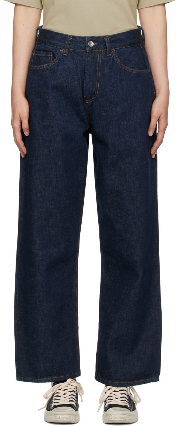 Kavbojke YMC Indigo Straight Leg Jeans Mornarica | Q4AZH