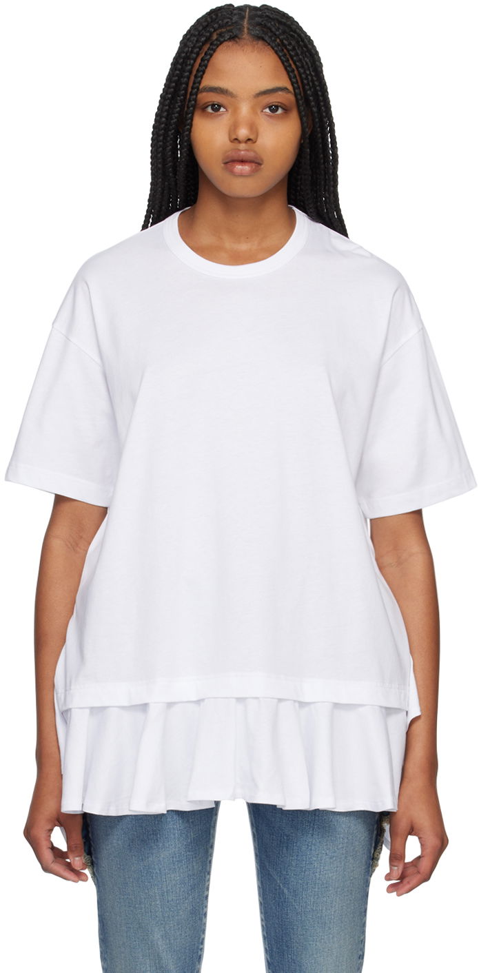 Majica Comme des Garçons Comme des Garçons Shirt Ruffled T-Shirt Bela | FK-T018-051