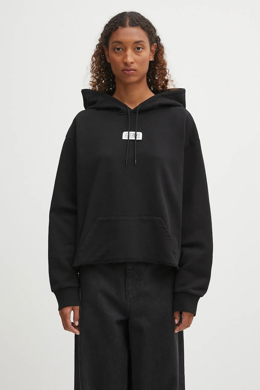 Pulover Maison Margiela MM6 Maison Margiela x MM6 Wardro Cropped Hoodie Črna | S52GU0234.M25025.900