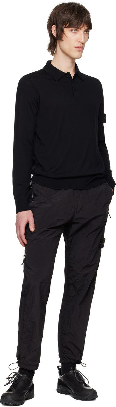 Pleteni pulover Stone Island Stone Island Pure Wool Long Sleeve Polo Črna | K1S15 5100071 S00FC, 4