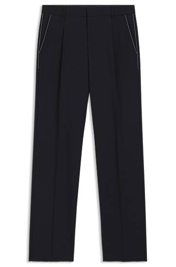 Hlače BOSS Relaxed-Fit Virgin Wool Trousers Mornarica | 50545809