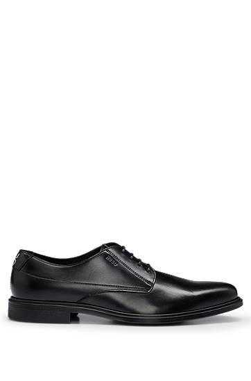 Modni dodatki BOSS Nappa Leather Derby Shoes with Embossed Logo Črna | 50497869, 1