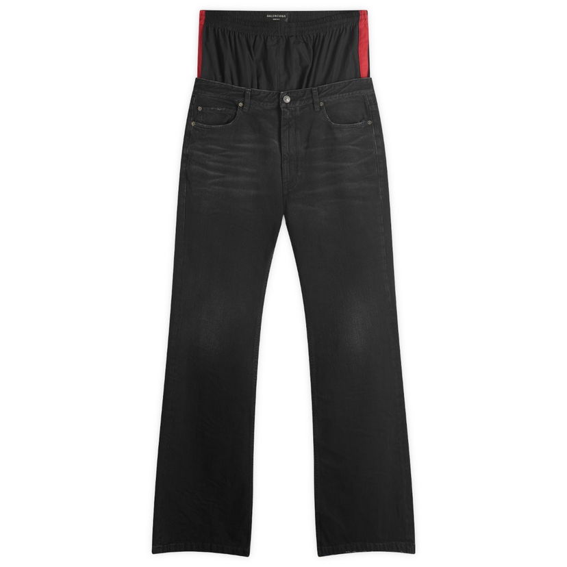 Kavbojke Balenciaga Balenciaga Layered Denim Jeans, Size Large Črna | 814224-TRW58-6412