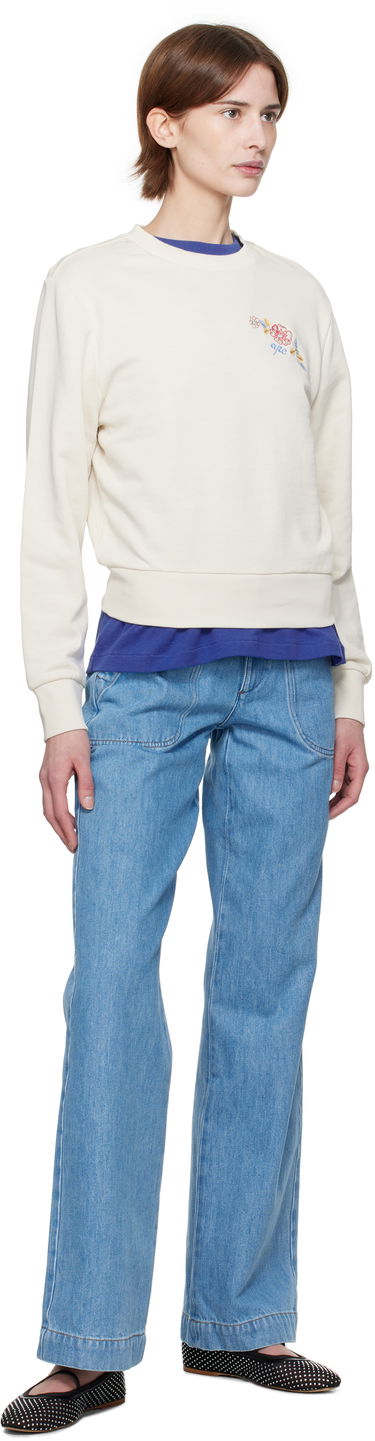 Pleteni pulover A.P.C. A.P.C. Evelyn Embroidered Sweatshirt Bela | COHHA-F27981, 3
