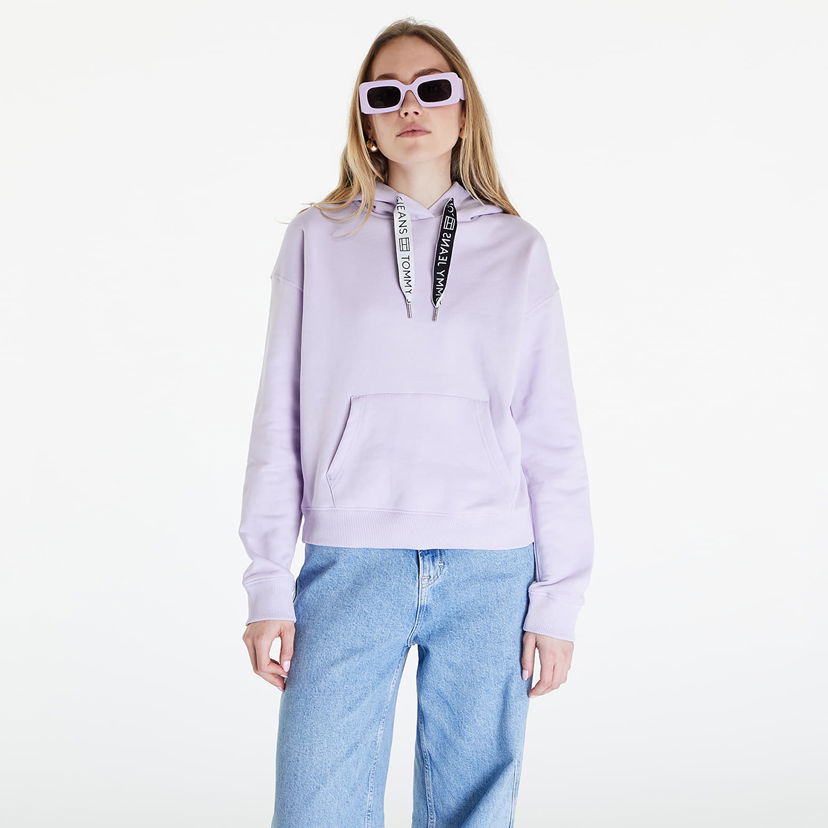 Pulover Tommy Hilfiger Boxy Logo Drawcord Hoodie Lavender Flower Lila | DW0DW17794 W06