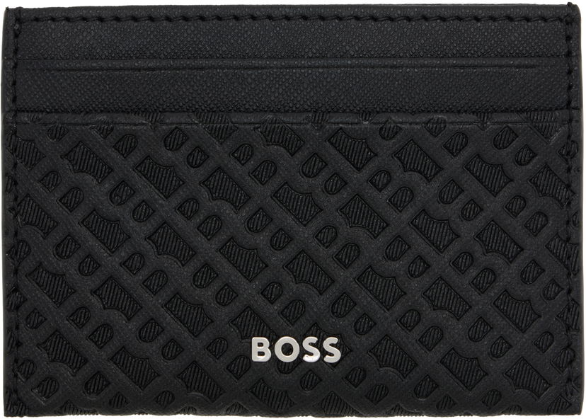 Denarnica BOSS Embossed-Logo Card Holder Črna | 50548817