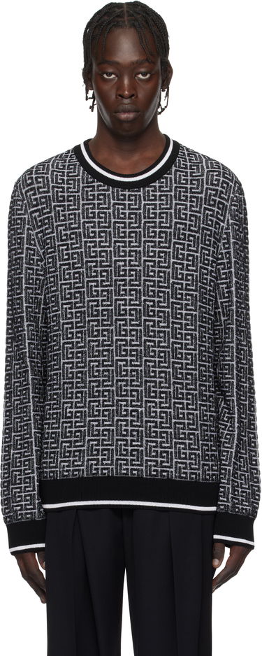 Pleteni pulover Balmain Geometric Knit Sweater Črna | EH1KD000KI03, 0