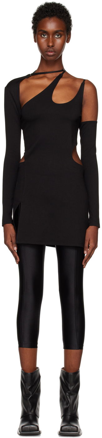 Obleke HELIOT EMIL Cutout Long Sleeve Minidress Črna | AW22_W_11_025_P04_BLK01