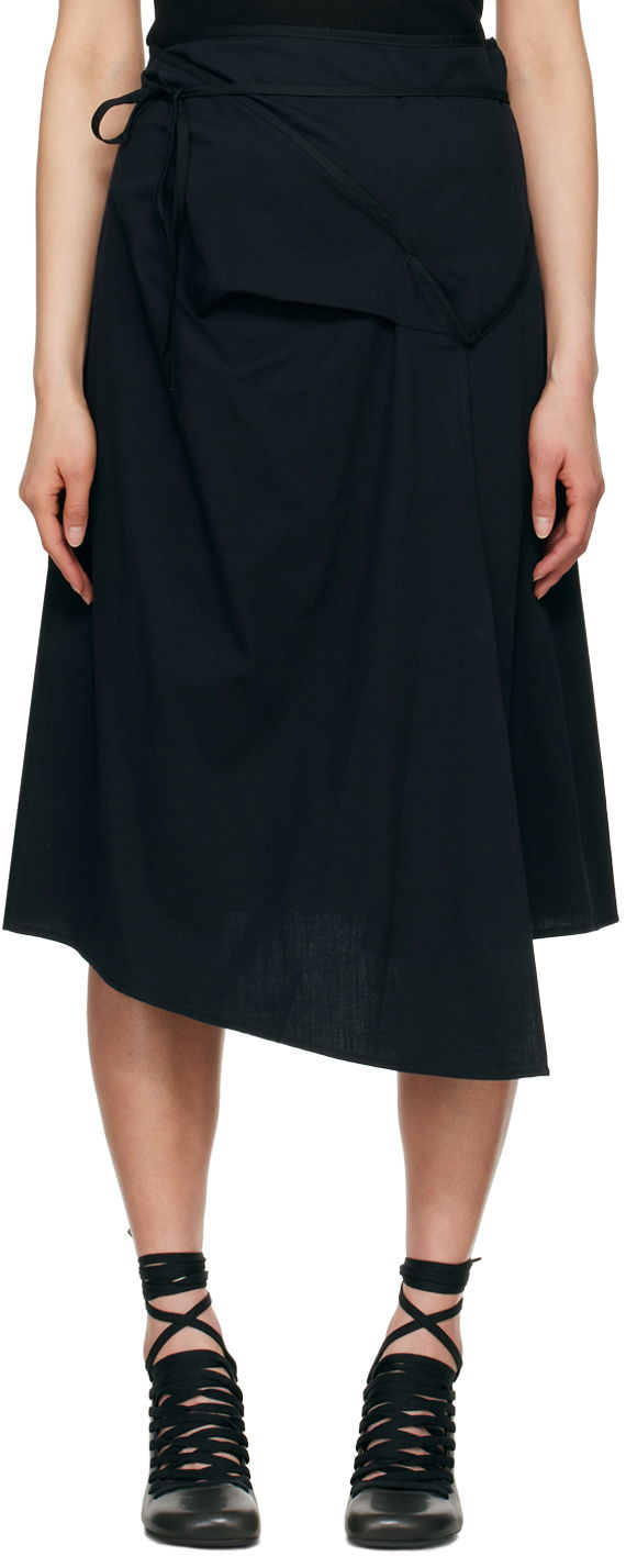 Krila LEMAIRE Asymmetrical Tied Midi Skirt Črna | SK1022 LF1253