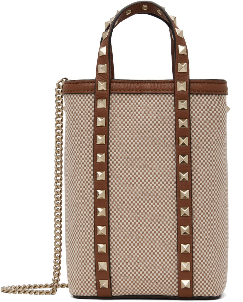 Tote bag Valentino Valentino Garavani Rockstud Mini Tote Bag with Chain Rjava | 6W2P0X90QCE