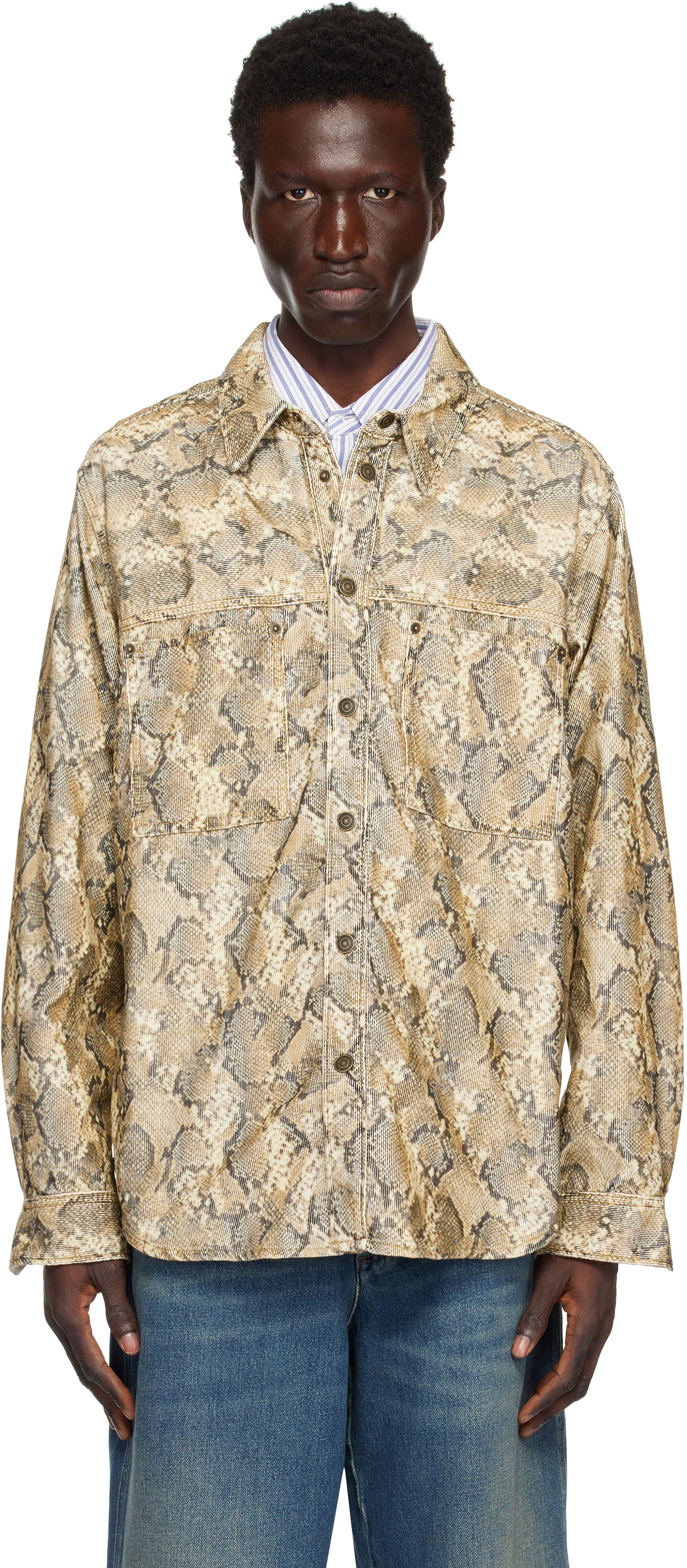 Srajce ISABEL MARANT Isabel Marant Victor Snakeskin Print Shirt Bež | CH0196HA-B4G02H, 0