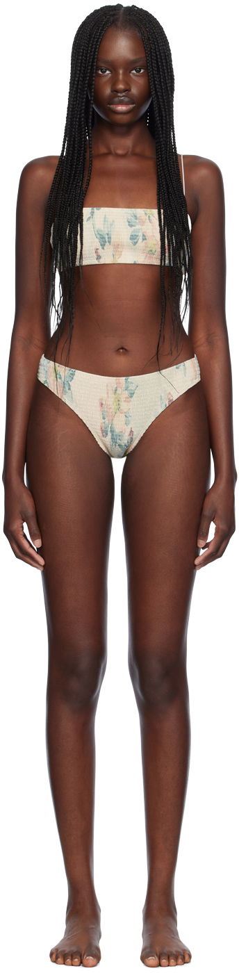 Kopalke TOTEME TOTEME Smocked Mid-Rise Bikini Večbarvna | 243-WSW1079FB0249/2WRW3263FB0249