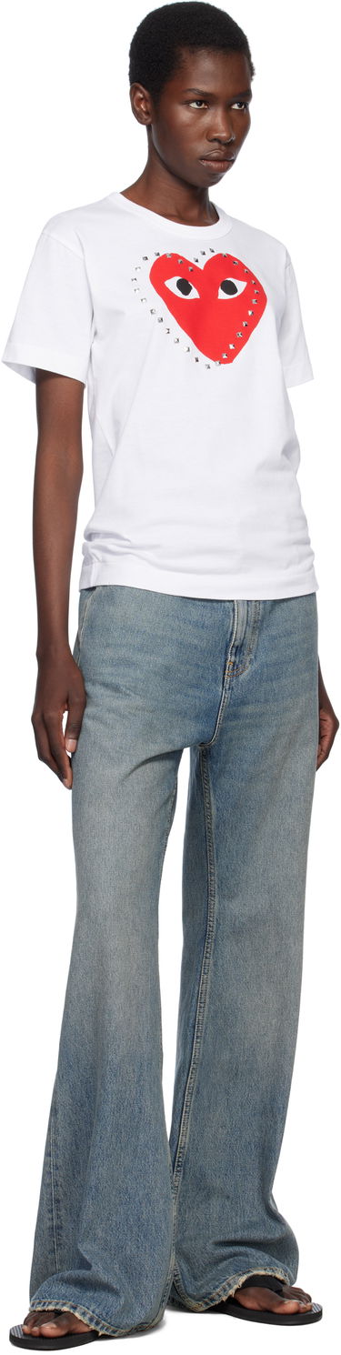 Majica Comme des Garçons COMME des GARÇONS PLAY Stud Print Red Heart T-Shirt Bela | AX-T803-051, 3