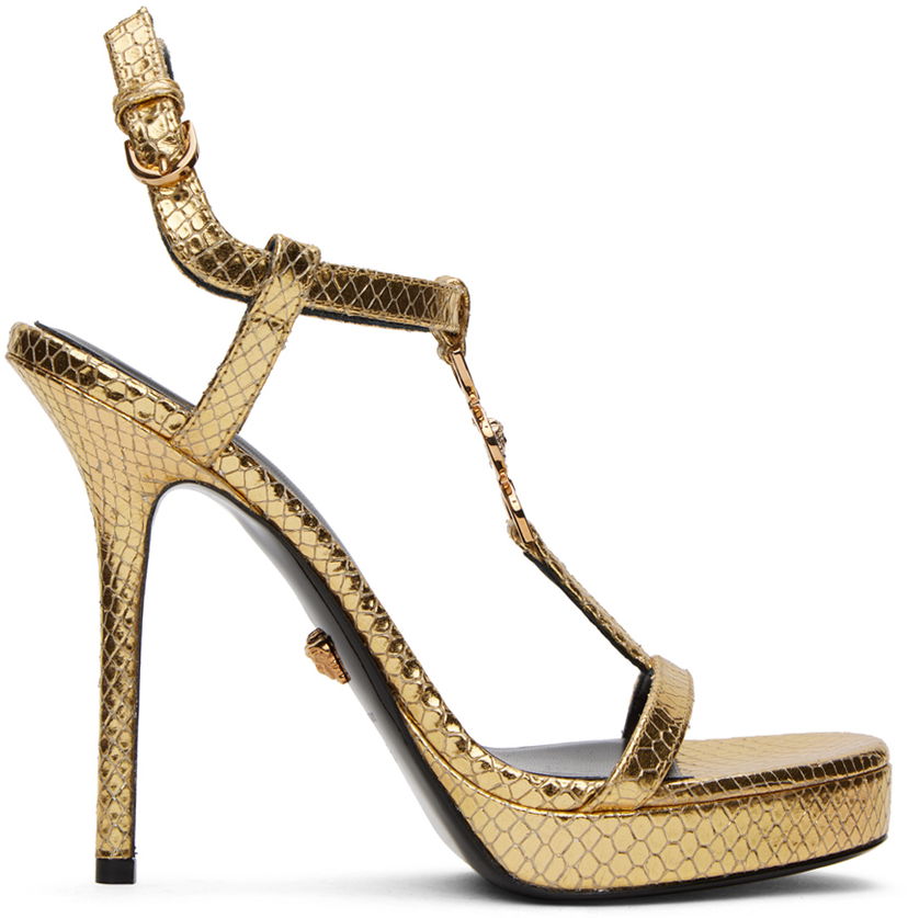 Modni dodatki Versace Versace Medusa '95 Metallic Heeled Sandals Kovinski | 1013713_1A10001_1X24V