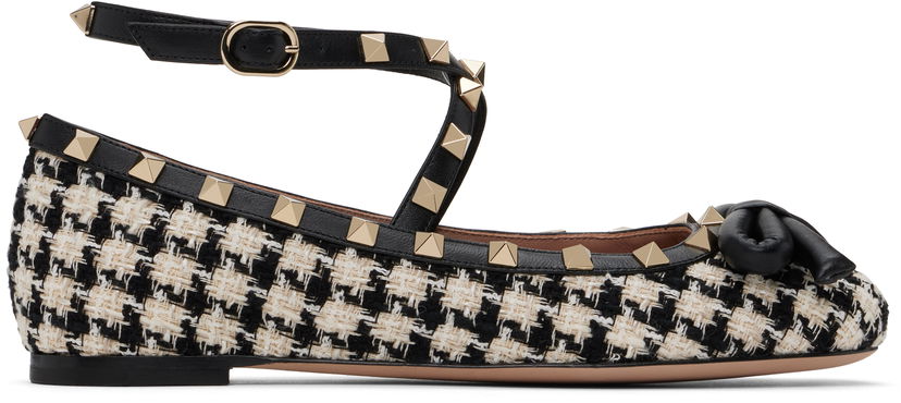 Nega čevljev Valentino Valentino Garavani Rockstud Tweed Ballerina Flats with Bow Detail Večbarvna | 6W2S0HB6MTB