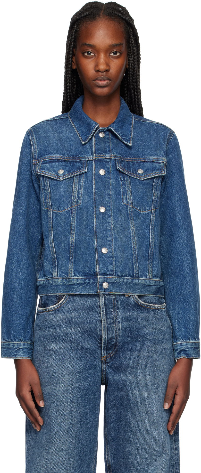 Jakna RE/DONE Baby Trucker Denim Jacket Modra | 188-06WTRUCKR