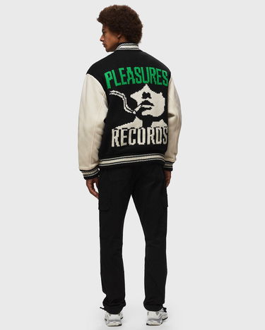 Bomber jakna Pleasures Smoke Knitted Varsity Jacket Črna | P23W035-BLACK, 1