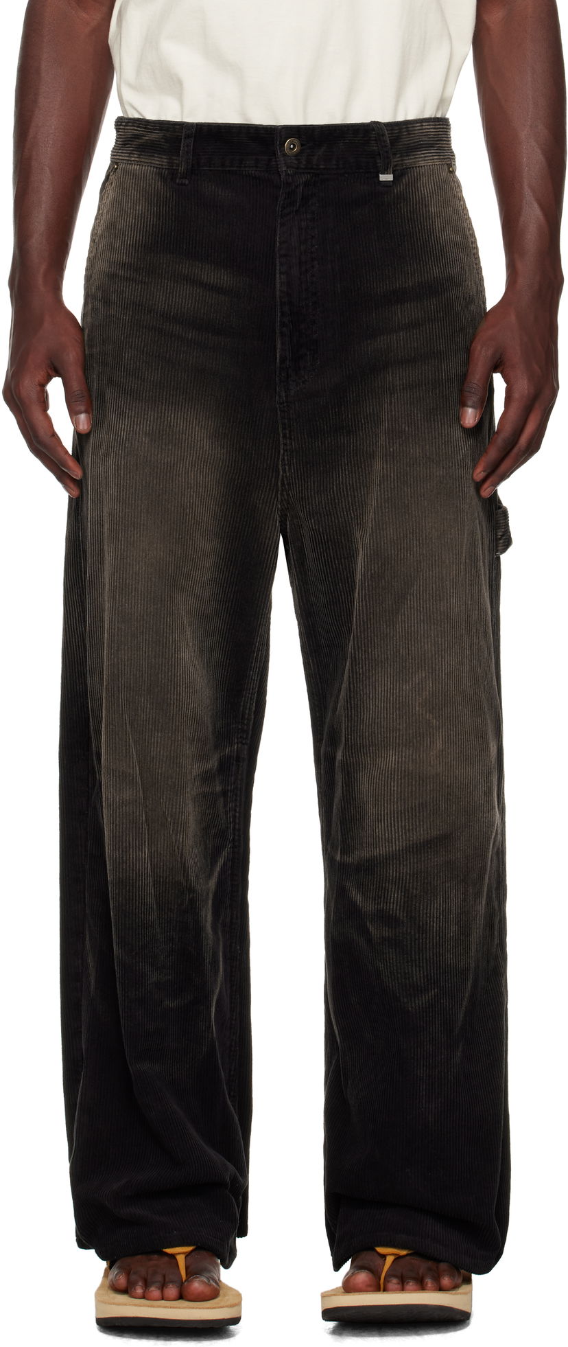 Hlače We11done We11done Vintage Wash Corduroy Trousers Črna | WD-DP2-25-350-M-BK