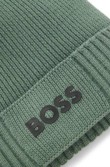 Beanie BOSS BOSS Logo Beanie Hat Zelena | 50499423, 1