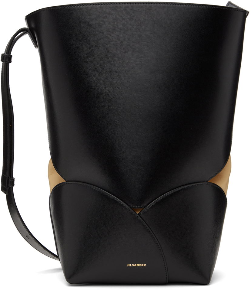 Tote bag Jil Sander Curve Bucket Medium Leather Shoulder Bag Črna | J07ZH0046_P7100