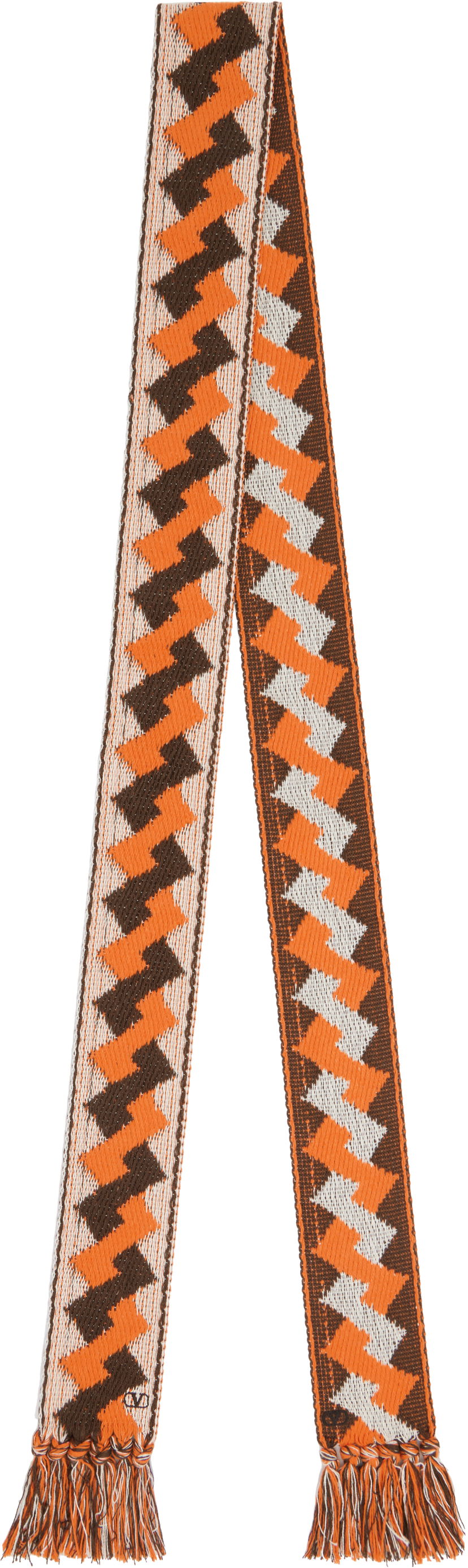 Šala Valentino Jacquard Fringe Scarf Oranžna | 6Y2EN00BAET