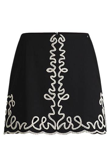 Krila BOSS Embroidered Mini Skirt Črna | 50540412