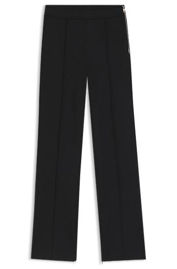 Hlače BOSS Flared Jersey Trousers with Front Seam Črna | 50542730, 0
