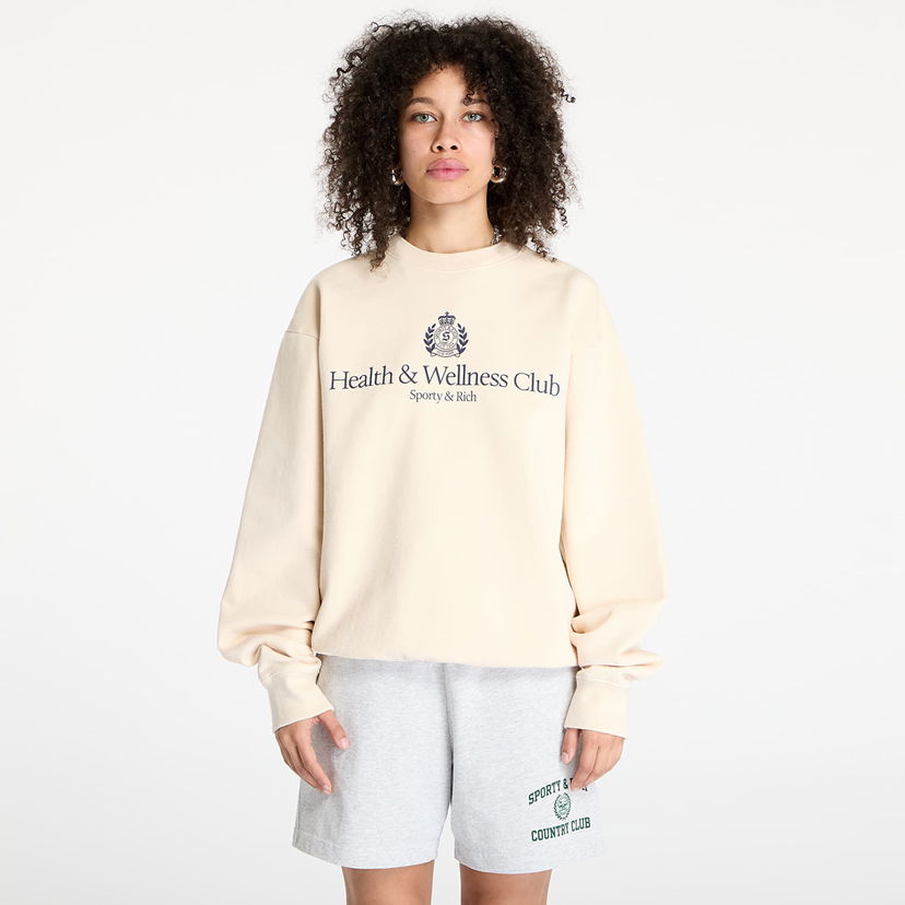 Pleteni pulover Sporty & Rich Sporty & Rich H&W Crest Crewneck Sweatshirt Bež | ST071606241CR01