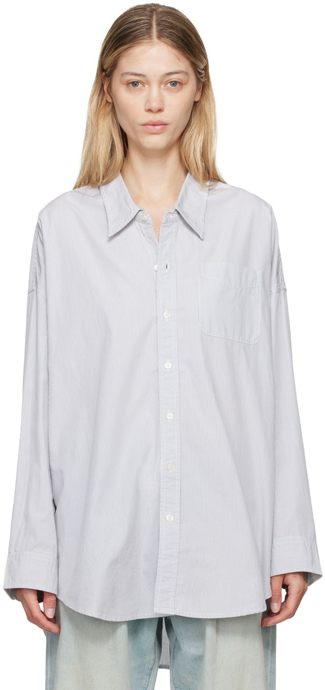 Srajce R13 R13 Drop Neck Striped Shirt Modra | R13W7469-302
