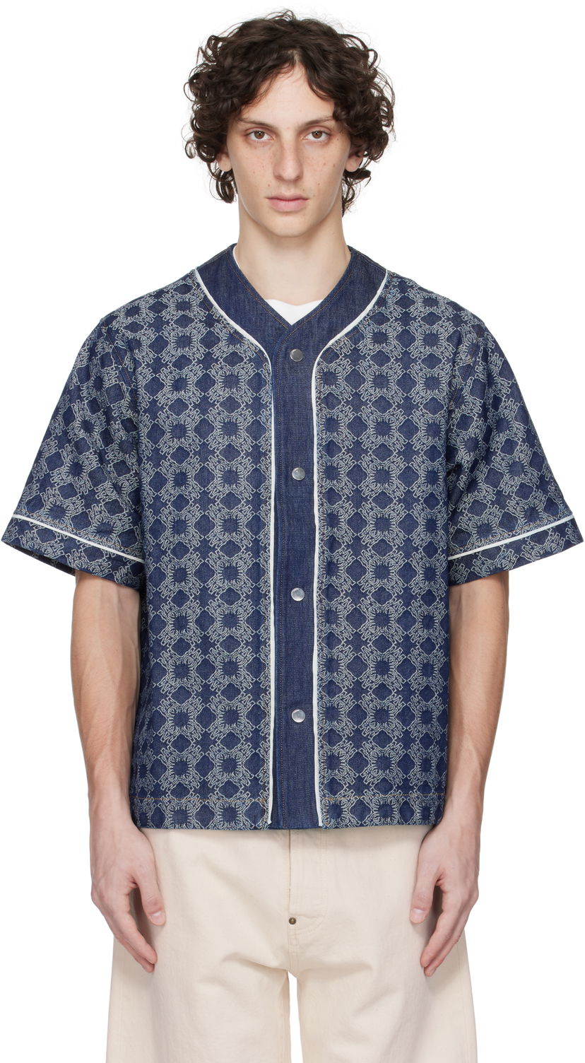 Srajce AMIRI AMIRI MA Quad Baseball Denim Shirt Modra | AMDNIR1042