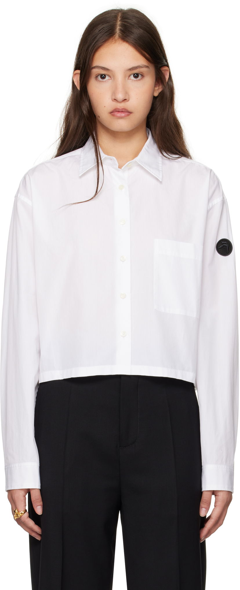 Srajce Ambush Cropped Oversized Shirt Bela | BWGE004F24FAB0010100