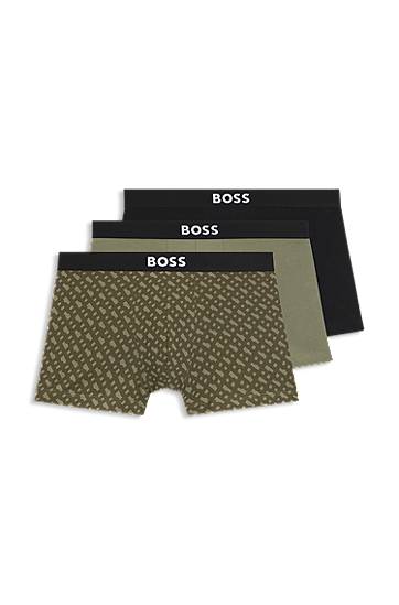 Boksarice BOSS Three-pack of stretch-cotton trunks with patterned and solid designs and logo waistbands Večbarvna | 50549832