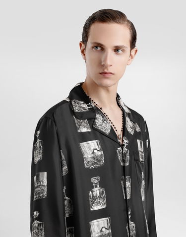 Srajce Dolce & Gabbana Silk Shirt with Liquor Print Črna | G5IF1THI1V0HN5IA, 3