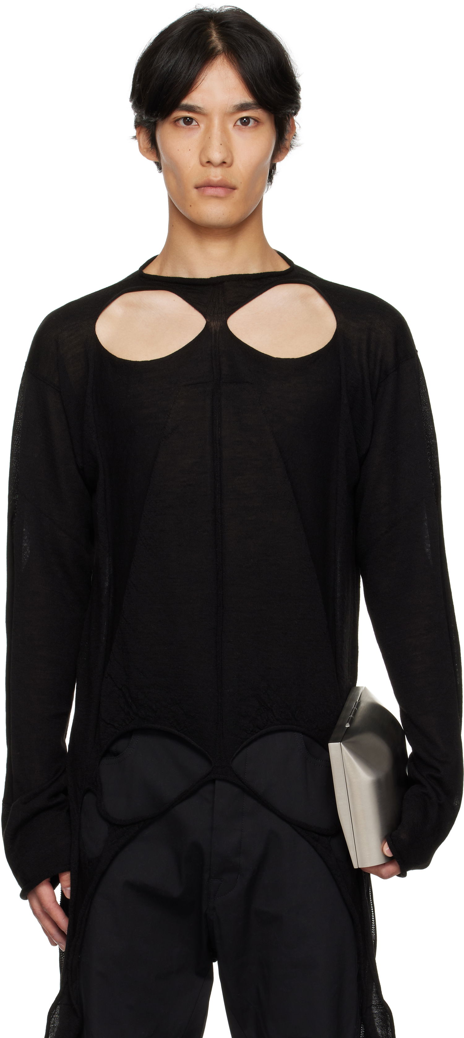 Pleteni pulover Rick Owens Rick Owens Concordians Slashed Pull Sweater Črna | RU02E1671 ML, 0