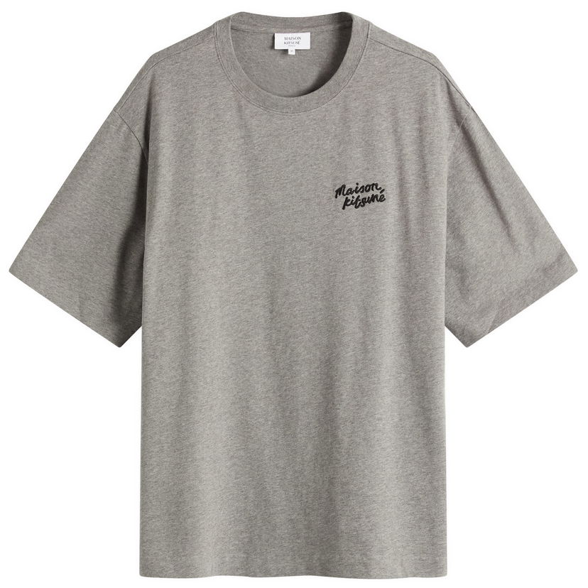 Majica MAISON KITSUNÉ Maison Kitsuné Handwriting Embroidery Oversize T-Shirt, Size Large Siva | OM00123KJ0119-H131