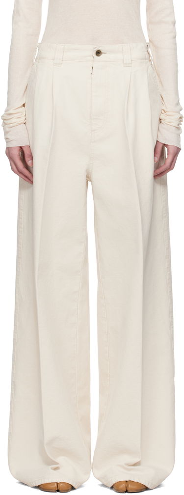 Hlače Maison Margiela Maison Margiela Pleated Wide-Leg Jeans Bela | S51KA0605 M35261, 0