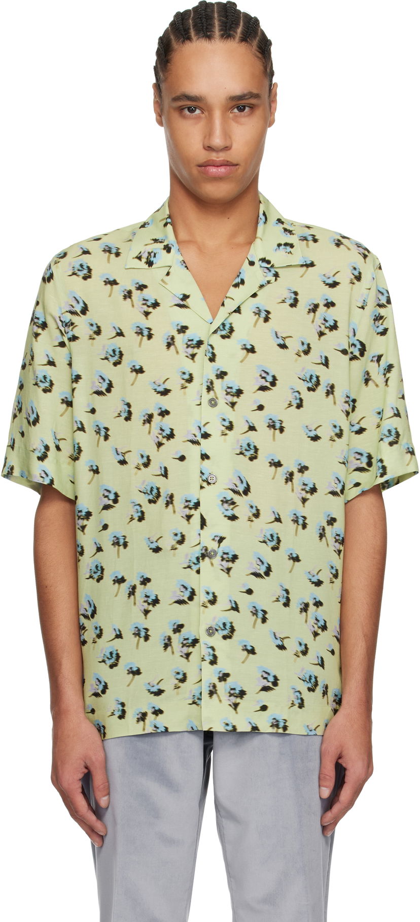 Srajce Paul Smith Paul Smith Short Sleeve Regular Fit Floral Shirt Zelena | M1R-905U-P02577-32