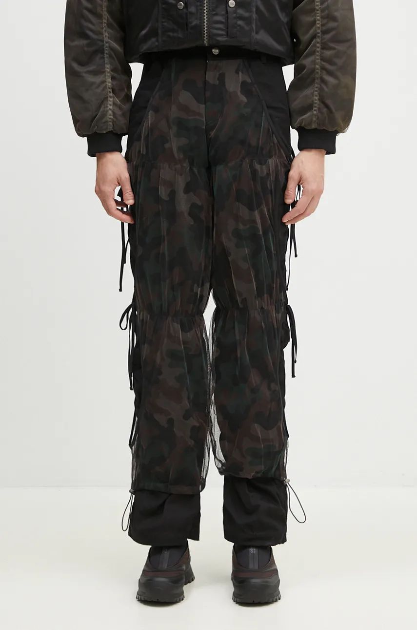 Hlače Andersson Bell Camouflage Mesh Layered Tying Pants Črna | apa767w, 0