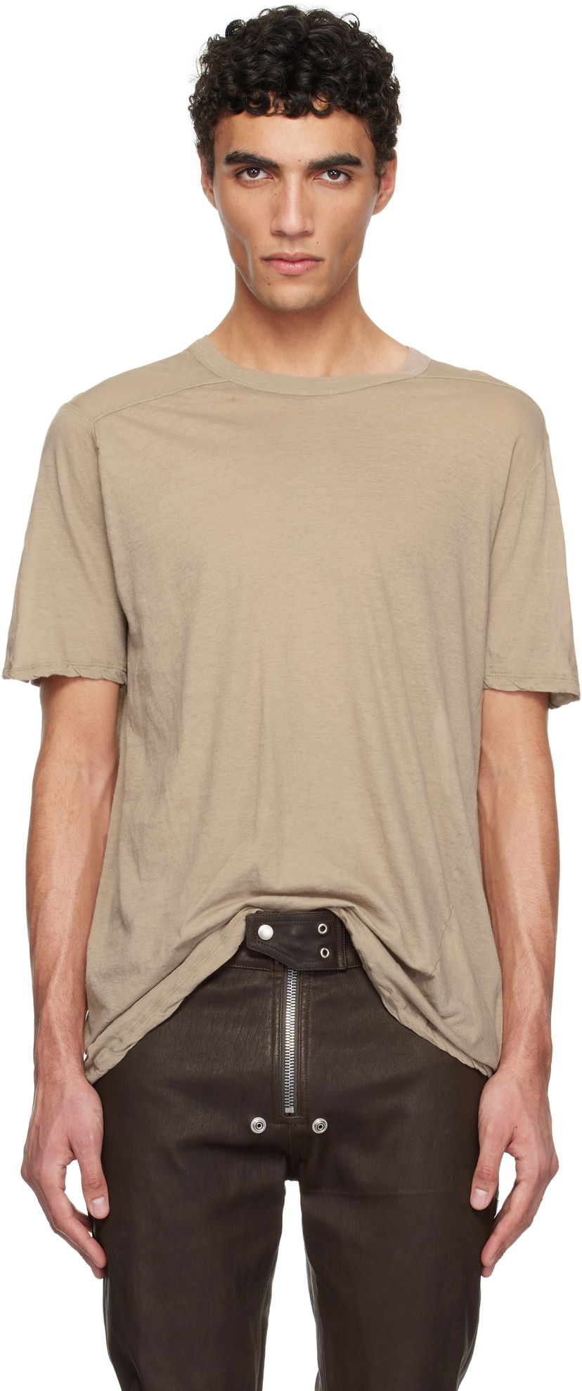 Majica Rick Owens Rick Owens Hollywood Level T-Shirt Bež | RU01E5264 UC