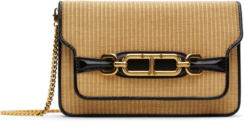 Torba za čez ramo Tom Ford Tom Ford Raffia & Leather Small Shoulder Bag Bež | L1738-TRA004X