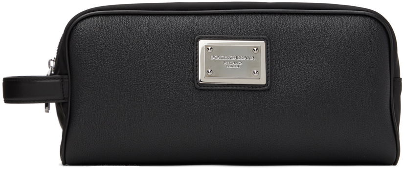 Potovalna torba Dolce & Gabbana Black Logo Plaque Pouch Črna | BT0989AD447