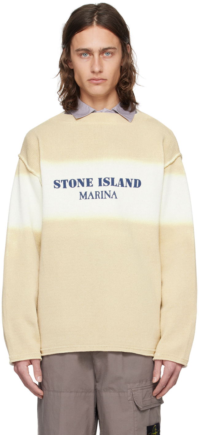 Pleteni pulover Stone Island Beige Printed Sweater Bež | 8015508XA