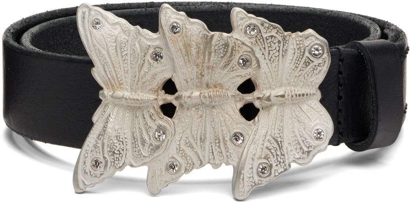 Pasovi OUR LEGACY Crystal-Embellished Butterfly Buckle Belt Črna | A4258BO