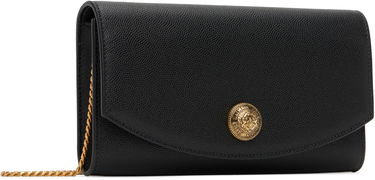 Torbica Balmain Balmain Emblème Grained Calfskin Wallet on Chain Črna | DN0ON225LGSR, 1