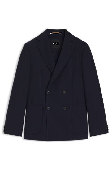 Jakna BOSS BOSS Double-Breasted Seersucker Blazer Mornarica | 50553872