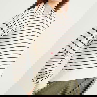 Pulover JW Anderson JW Anderson Striped Polo Sweatshirt, Size Large Bela | JW0243-PG1857-036, 5