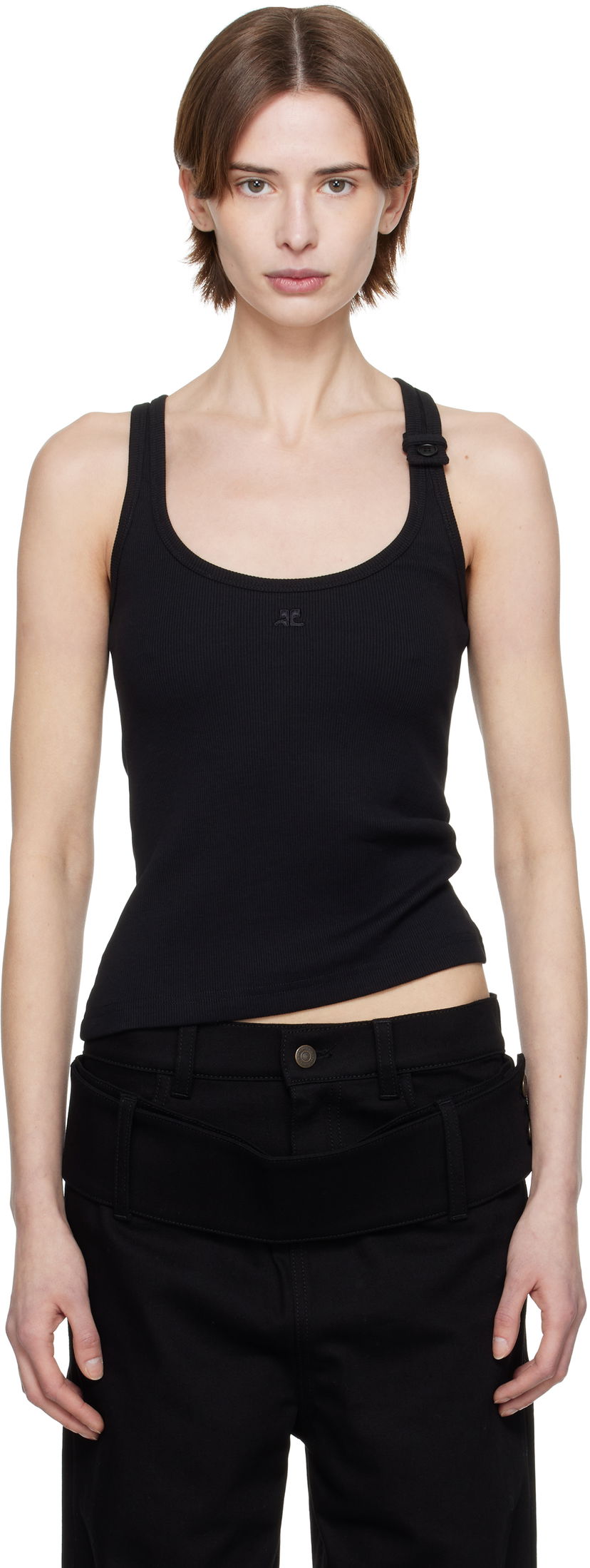 Majica brez rokavov Courrèges Courrèges 90's Rib Tank Top Črna | 125JDE123JS0194