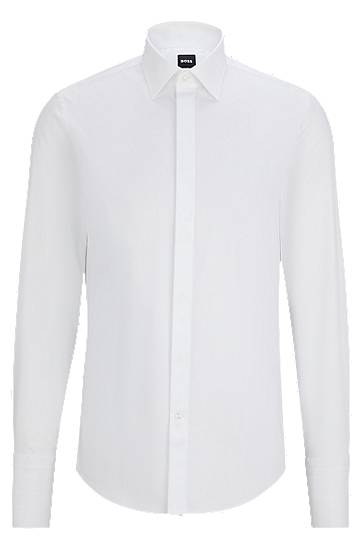 Srajce BOSS BOSS Slim-Fit Easy-Iron Stretch Cotton Dress Shirt Bela | 50480093