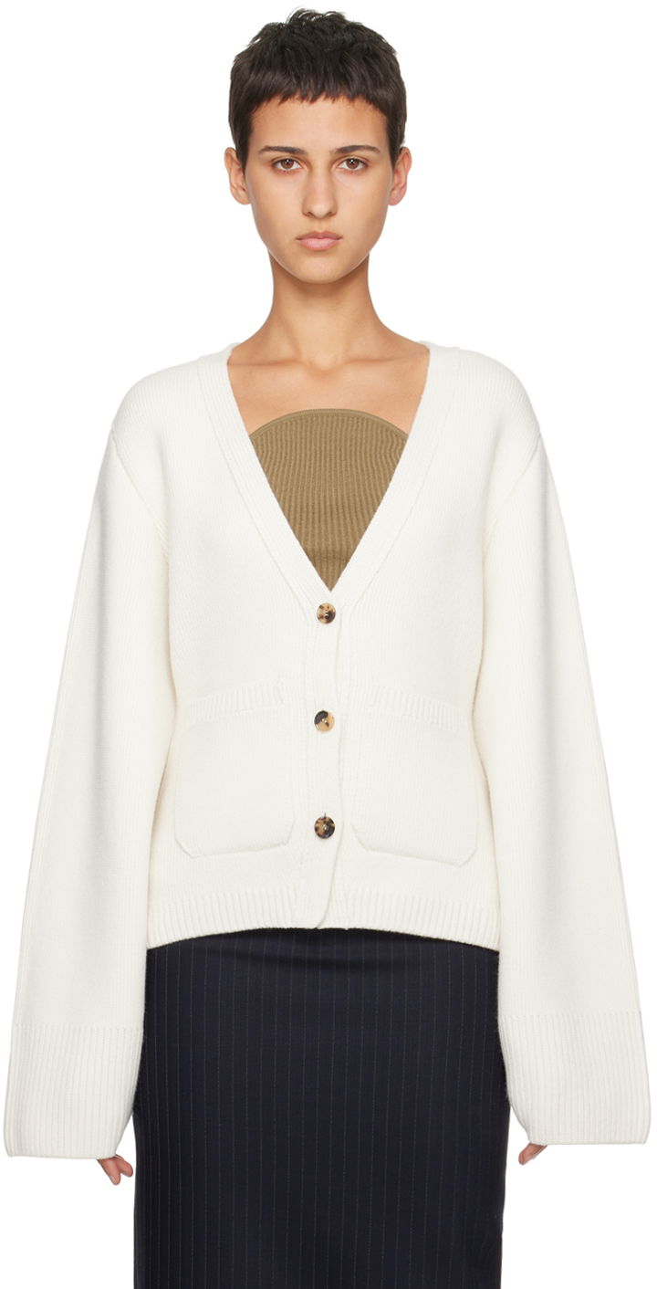 Pleteni pulover Khaite Off-White 'The Scarlet' Cardigan Bela | 8267600